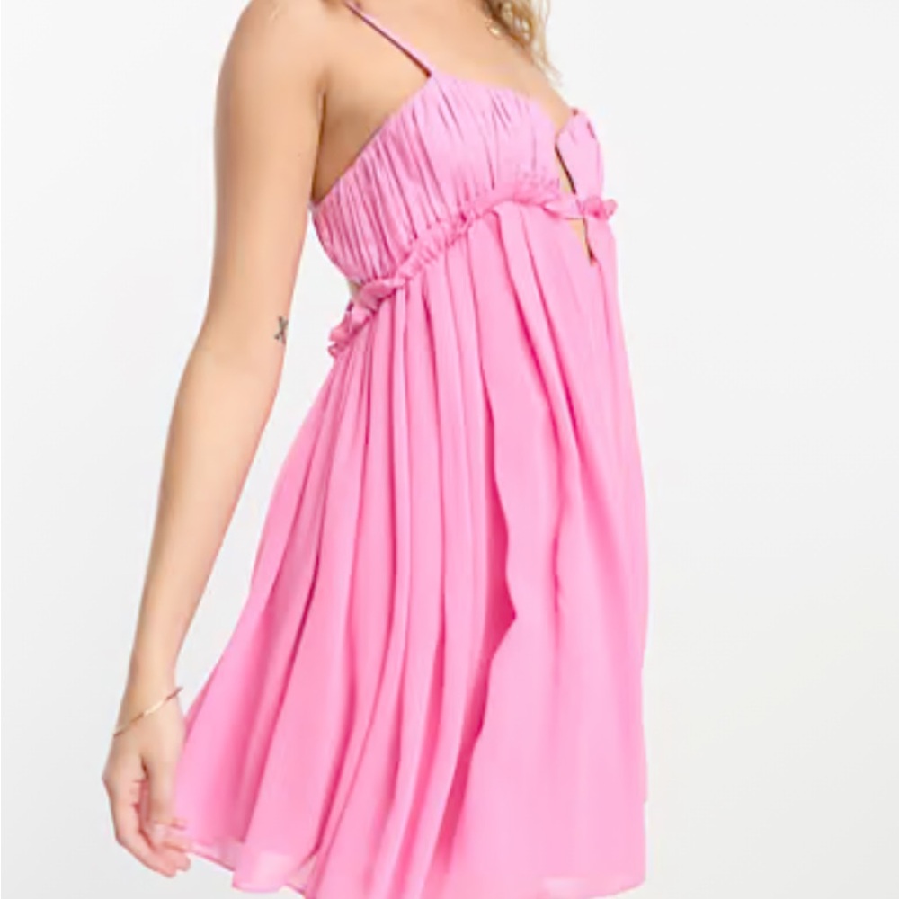ASOS Pink Ruched Mini Dress - Picture 2 of 6